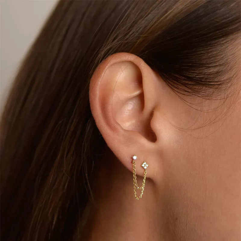Zirkonia Flower Ørestikker 18K Guldbelagt