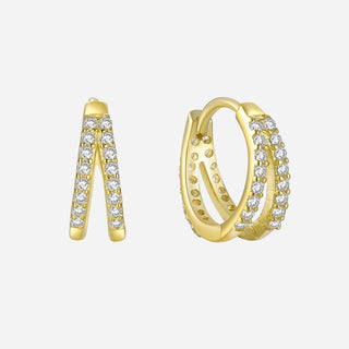 Small Double Zirkonia Hoops 18K Guldbelagt