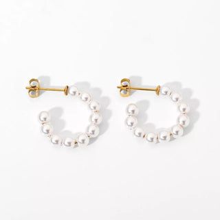 Glam Pearl Hoops 18K Guldbelagt