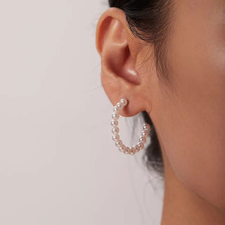 Glam Pearl Hoops 18K Guldbelagt