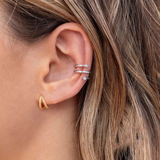 Small Double Zirkonia Hoops 18K Guldbelagt