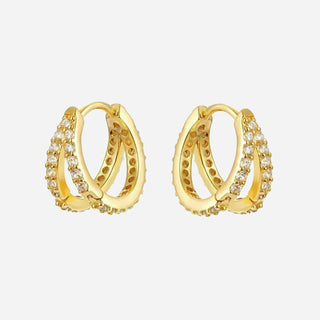 Small Double Zirkonia Hoops 18K Guldbelagt