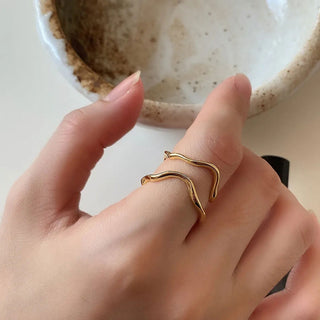 Double Wave Ring 18K Guldbelagt