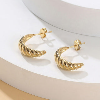 Klassisk Twisted Dome Hoops 18K Guldbelagt